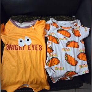 Bright Eyes and Tacos Baby Onesies 9-12 Months NWOT